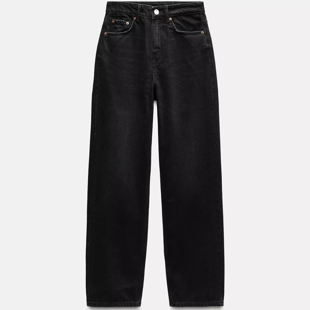 Zara Charcoal Denim Pants high rise